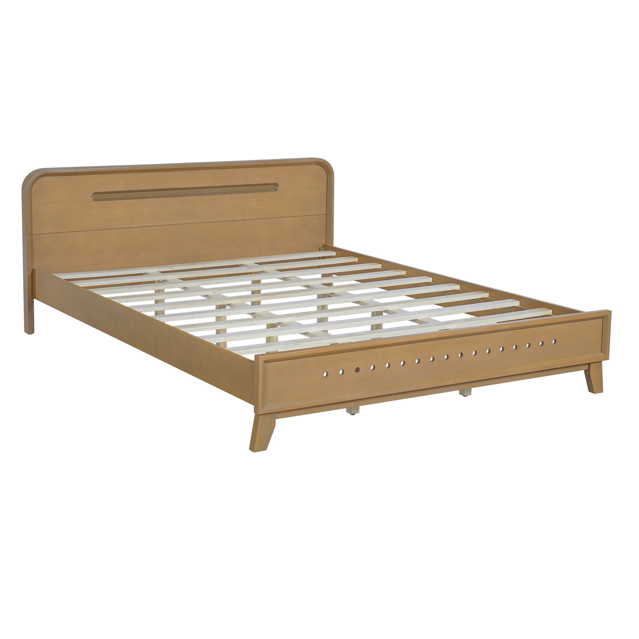 Christopher Knight Home Queen Size Bed Frame with Headboard, Solid Wood Platform Bed, Earthy Khaki