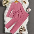 thumbnail image 2 of NOLDARES Toddler Baby Girl Clothes Cute Long Sleeve Sweatshirt Fall Winter Outfits Kids Joggers Pants 2Pcs Soft Set(Hot Pink,9-10 Y), 2 of 6