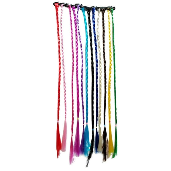 Tersarium 12pcs Colored Handmade Braided Wig Hair Extensions Fake Hair Pieces Dirty Braid