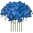 thumbnail image 1 of Flores artificiales de orquídea Phalaenopsis de 37 pulgadas 6 piezas MENGJIAQI para decoración del hogar azul, 1 of 6