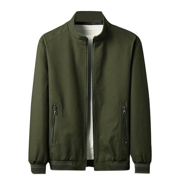 XFLWAM Mens Spring Fall Bomber Jacket Long Sleeve Casual Outwear Coats Casual Solid Color Lightweight Jackets Army Green M