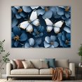 thumbnail image 6 of Mudket Blue Flower with Gold-Trimmed White Butterflies Canvas Wall Art, Floral Botanical Wall Decor, Framed Ready to Hang Artwork for Living Room Bedroom Bathroom - 12"L x 8"W, 6 of 10