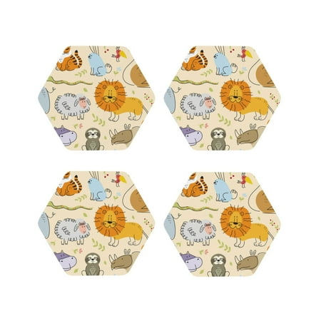 

Tideii Animals for Leather Coasters 4 Pieces Anti-fouling and Anti-scalding Decorative Coasters Suitable for Restaurants Kitchens Coffee Shops-Hexagon