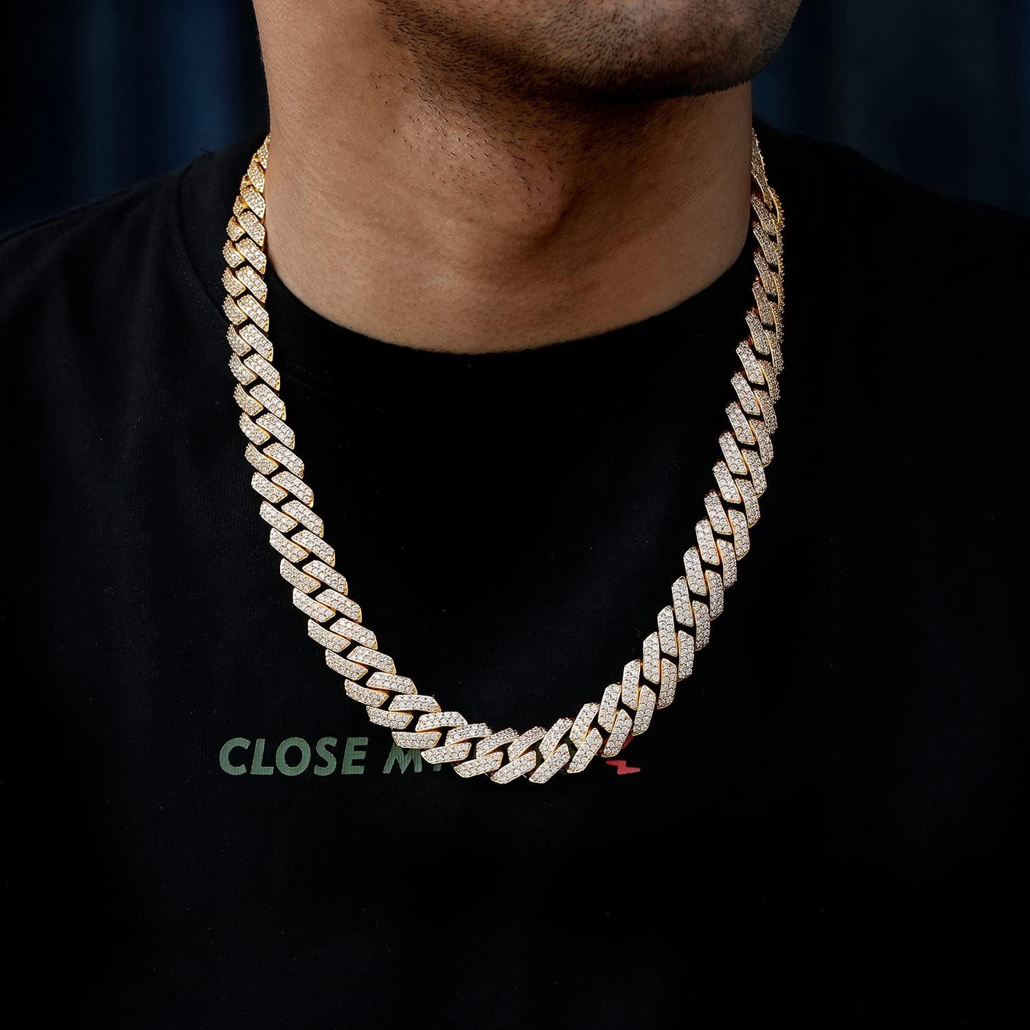 Leander 15mm Full Iced Out Diamond Cuban Link Chain - Hip Hop 18K or White Gold Plated Necklace or Bracelet for Men Women(Birthday Gift