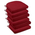 thumbnail image 1 of downluxe Indoor Chair Cushions for Dining Chairs, Soft and Comfortable Textured Foam Kitchen Chair Pads with Ties and Non-Slip Backing, 16" x 16" x 2", Red, 6 Pack, 1 of 7