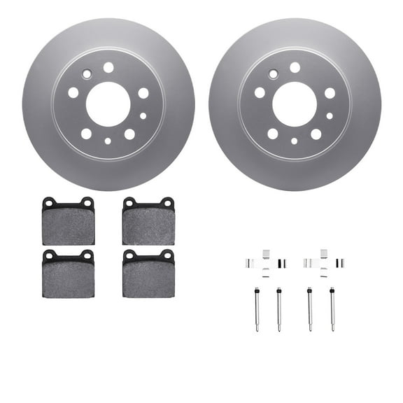 Dynamic Friction Company Rear Geospec Brake Rotors with 5000 Euro Ceramic Brake Pads includes Hardware 4612-63003