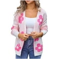 thumbnail image 2 of CaiJunJia Sweaters for Women No Boundaries Fall Winter Women's Casual Cardigan Sweaters Flower Lightweight Coat Round Neck Knitted Button Down Cardigans, 2 of 6