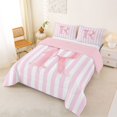thumbnail image 2 of Manfei Pink Line Geometric Pattern Full Size Comforter Sets,Personalized Monogrammed R Bedding Comforter Set,Pink Reversible,3-Piece,1 Comforter and 2 Pillowcases, 2 of 7