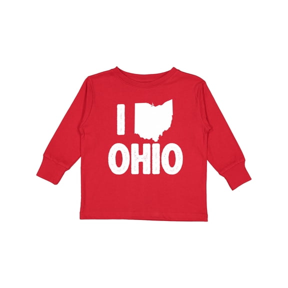 Inktastic I Love Ohio with State Silhouette Boys or Girls Long Sleeve Toddler T-Shirt