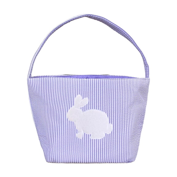 Hvmvliv Easter Basket with Handle Easter Bunny Handheld Basket, Candy Bag Ornament for Egg Hunt Party Favor Gift Purple