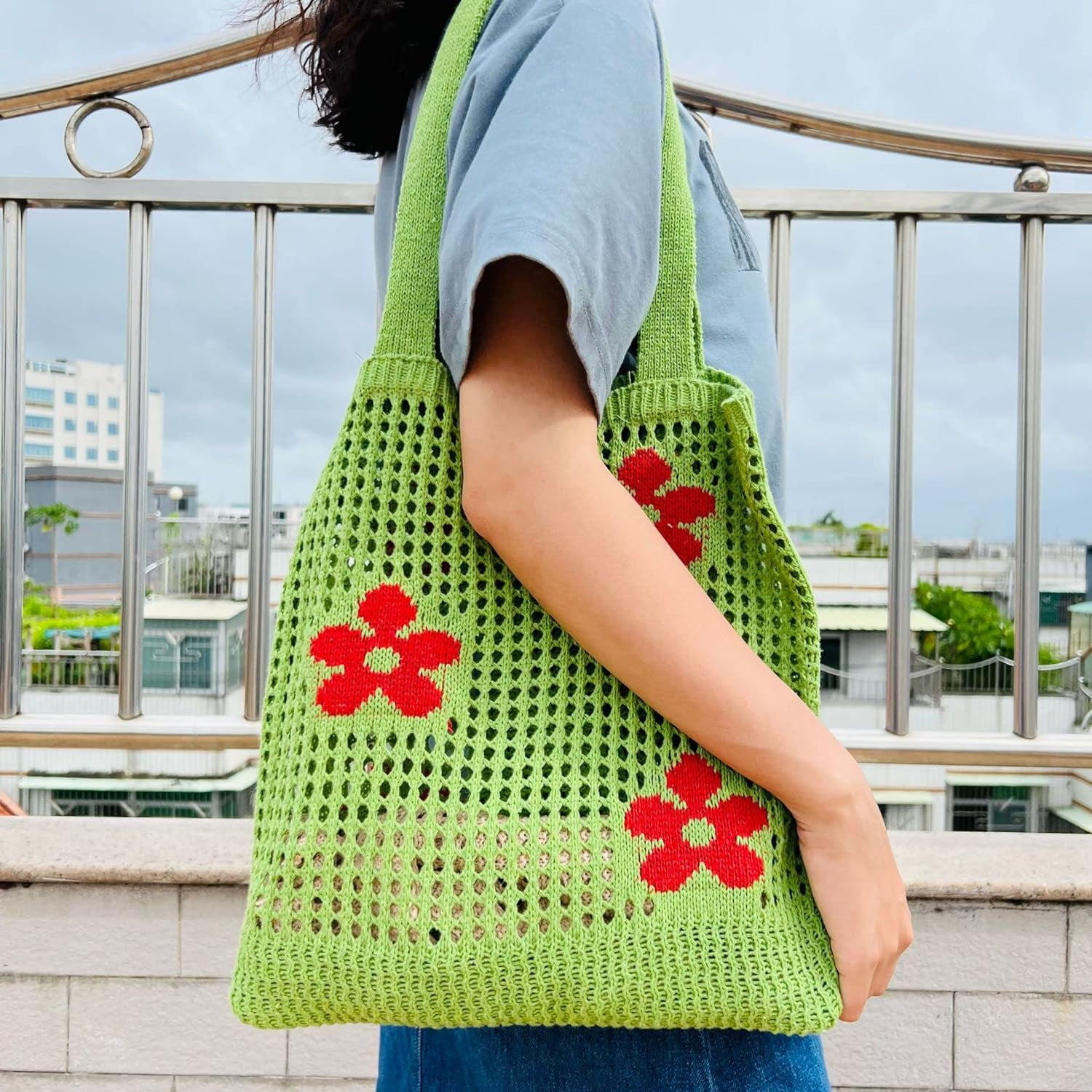 Kukuzhu Crochet Tote Bag Aesthetic Tote Bag Aesthetic Y2k Tote Bag Aesthetic Y2k Cute Tote Bags Aesthetic