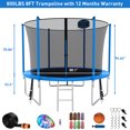 thumbnail image 5 of Kumix Trampoline for Kids, 8FT Trampoline with Enclosure, Basketball Hoop and Ladder, 800LBS Capacity for 2-3 Kids, Outdoor/Indoor Round Recreational Trampoline with Extra Gift, 5 of 7