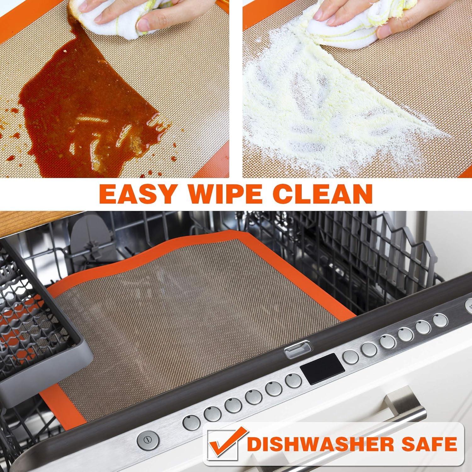 Silicone Baking Mat - Non Slip, Non Stick Reusable Baking Sheet, Oven Liner, Counter Mat