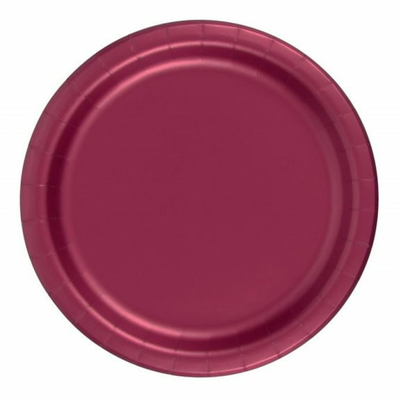 24 Plates 7" Paper Dessert Plates Wax Coated - Burgundy