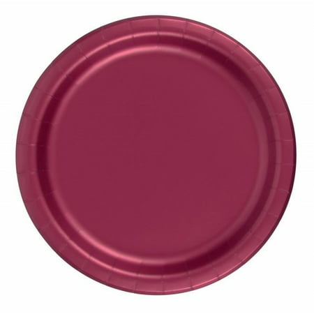 24 Plates 9  Paper Dinner Lunch Plates Wax Coated - Burgundy
