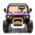 thumbnail image 4 of 24v Ride on Toys Two-seater UTV, with Automatic Tipping Bucket, Rear wheel Suspension, Slow start, LED light,USB, Bluetooth Music, Electric Car for Kids Ages 3-8, Purple, 4 of 7