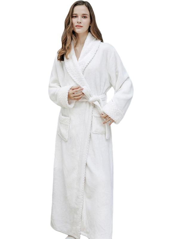 Naturalour Women's Fleece Long Robe Plush Warm Flannel Bathrobe