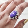 thumbnail image 4 of Natural Charoite Ring, Purple Charoite Ring, Natural Birthstone, Designer Band, 925 Sterling Silver, Womens Ring, Christmas, Thanksgiving, Handmade, Statement Jewelry, Natural Gemstone Ring, 4 of 6