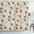 thumbnail image 1 of Ambesonne Fruits Shower Curtain, Retro Strawberry Love, 69"Wx84"L, Eggshell Ruby Army Green, 1 of 2