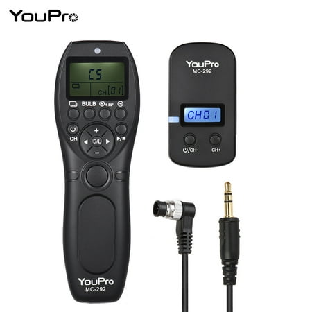 YouPro MC-292 DC0 2.4G Wireless Remote Control LCD Timer Shutter Release Transmitter Receiver 32 Channels for Nikon D5 D4S D4 D3S D3 D2 D1 D800 D810 D810A D800E D700 D300S D300 D500 for Fujifilm