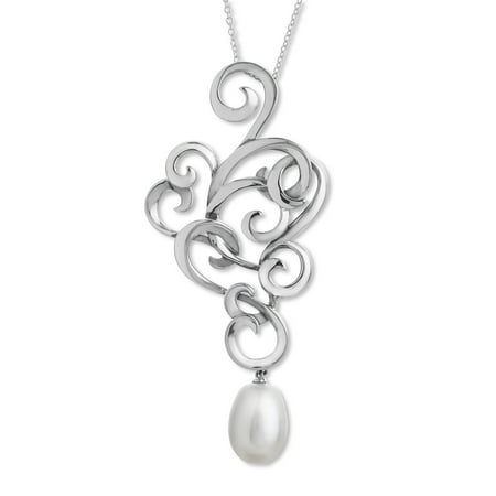 Evert deGraeve Freshwater Pearl Filigree Pendant Necklace in Sterling Silver, Large