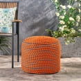 thumbnail image 2 of GDF Studio Collier Outdoor Handcrafted Modern Fabric Pouf Ottoman, Orange, 2 of 5