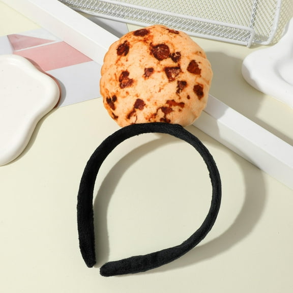 MIPCASE Cute Brown Cookie Headband Plush Cosplay Accessory for Festivals and Parties