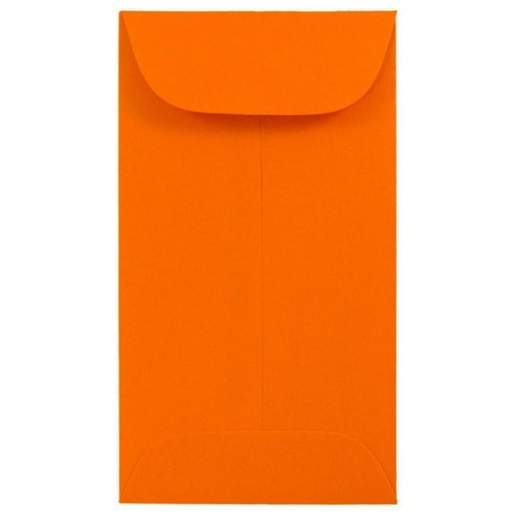 JAM Paper #6 Coin Envelopes, 3 3/8 x 6, Orange, 100/Pack