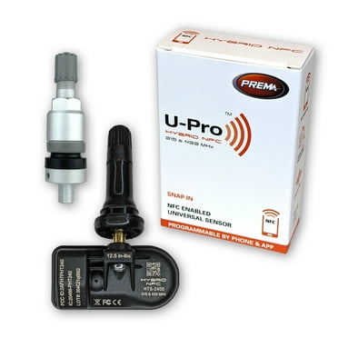 4 PREMA U-Pro Hybrid NFC TPMS Sensor Rubber Snap-In Aluminum Clamp-In Valve Stems