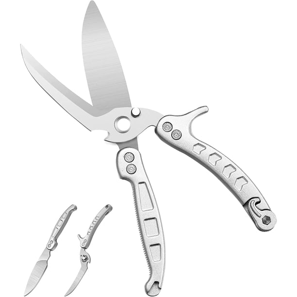 Tijeras de cocina para aves, tijeras de cocina resistentes con borde dentado, tijeras de cocina desmontables con resorte, acero inoxidable multiusos afilado para cortar pollo, pescado, huesos y carne