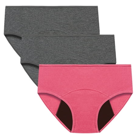 ATOYSOY Women s Plus Size Hip Lifting Cotton Panties  3 Pack Stretchy Multipack Mid Waist Period Underpants Solid Leak Proof Panty Comfy Clearance Shapewear Control Briefs Seamless Pink L
