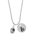 thumbnail image 1 of Delight Jewelry Silvertone Black Spider on Web Spinner Silvertone Script Initial Disc - & - Charm Necklace, 20"+3", 1 of 4