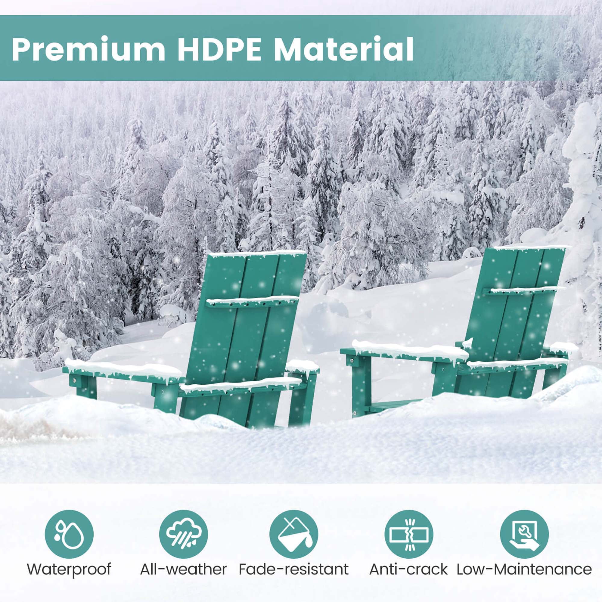 Costway Tall Adirondack Chair with Ergonomic Backrest Armrests & Footrest for Backyard Turquoise