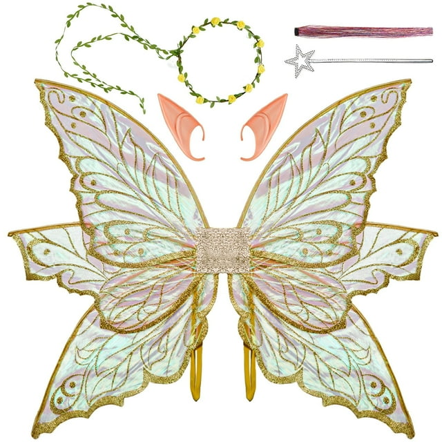Juego de mariposas doradas Fairy Wings VersaCharm, tamaño grande, 86 x 64 cm