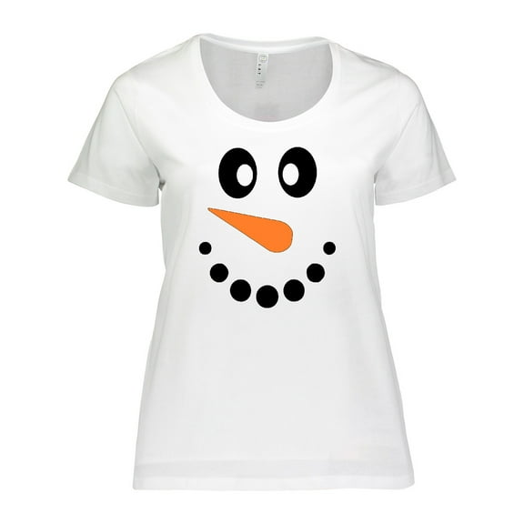Inktastic Cute Smiling Snowman Face with Carrot Nose Women's Plus Size T-Shirt