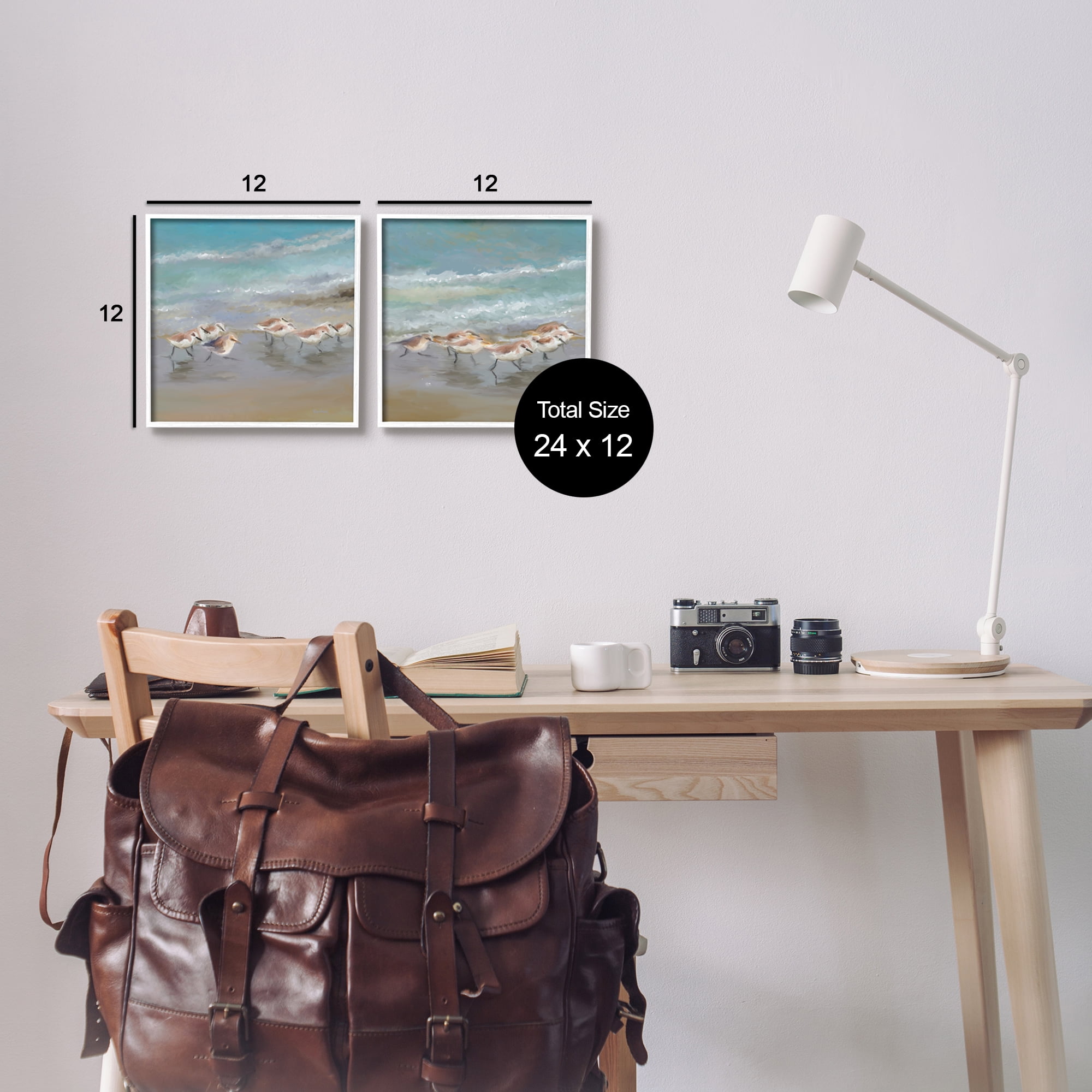 Stupell Sandpipers Flock Summer Beach Sand Animals & Insects Painting White Framed Art Print Wall Art, Set of 2