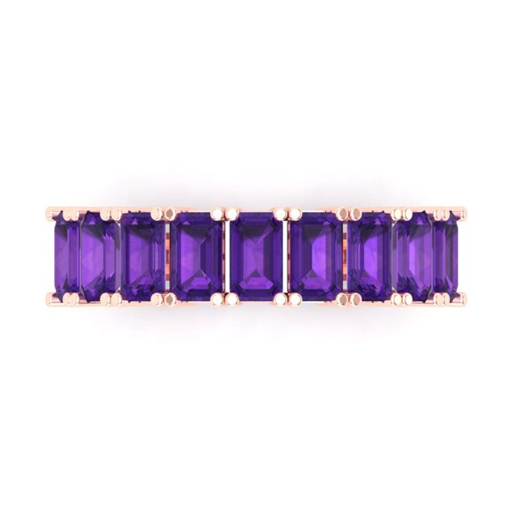 2.61 ctw Wedding Band for Women - 18K Rose Gold Natural Amethyst Stackable Eternity Ring