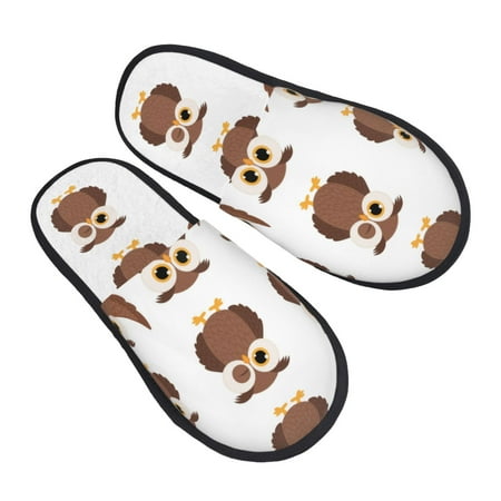

House Slippers for Women Men - Simple Owl Print Soft House Shoes Fuzzy Slippers Lightweight Slip-On Cozy House Slippers for Woman Indoor Outdoor