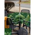 thumbnail image 4 of Outdoor Tablecloth with Umbrella Hole and Zipper, Christmas Tree Green Square Table Cloth 60x60 Inch Waterproof Tablecloth, Winter Snowflakes Xmas Pine Tree Picnic Table Cover for Patio Camping, 4 of 7