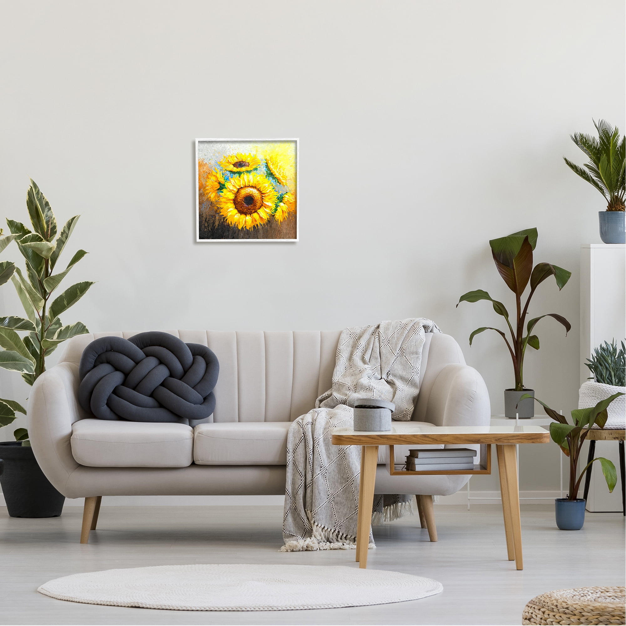 Stupell Vivid Yellow Sunflowers Impressionist Style Botanical & Floral Painting White Framed Art Print Wall Art