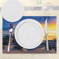 thumbnail image 3 of Ambesonne Tropical Place Mats Set of 4, Horizon Sky Beach View, Standard Size, Royal Blue Marigold, 3 of 6