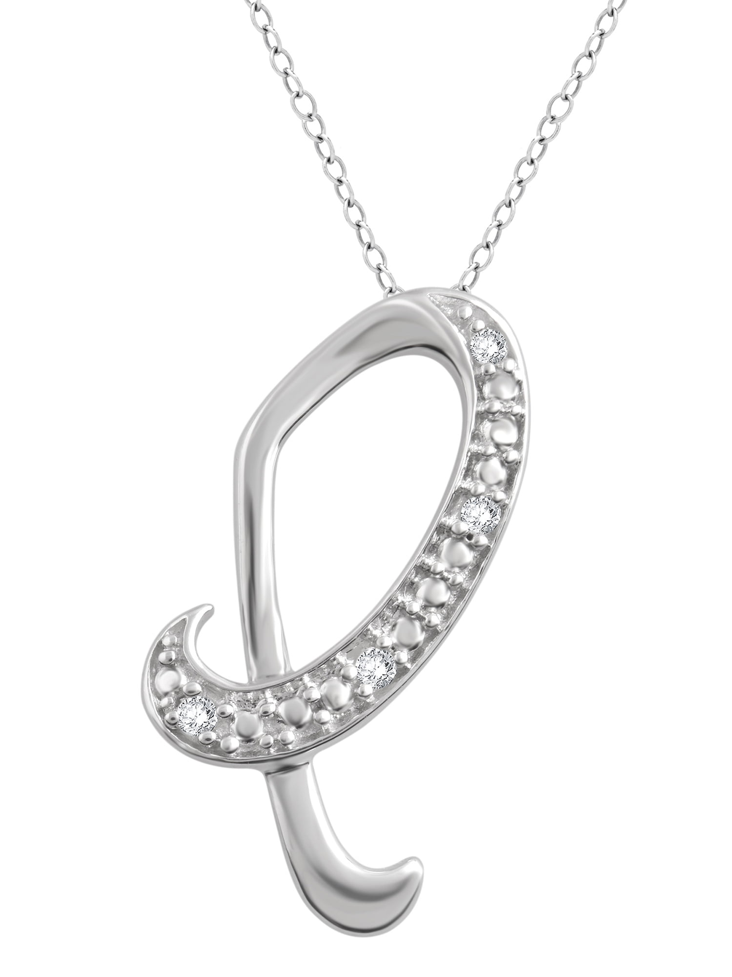 Diamond Accent Initial Letter P Pendant Necklace In Sterling Silver