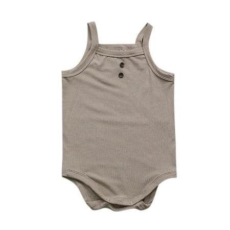 

Larisalt Jumpsuits For Girls Soft and Comfy Cute Baby Short Sleeve Cotton Bodysuit Khaki