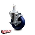 thumbnail image 2 of 4 Inch Solid Poly Wheel Swivel 7/16 Inch Grip Ring Stem Caster with Brake, 2 of 2