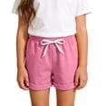 thumbnail image 7 of MGDXOX Girls Cuffed Hem Drawstring Sweat Shorts Elastic Waist Solid Color Loose Casual Shorts Comfortable Bottoms for Sports Playtime and Summer Daily Activities Pink 7 Years, 7 of 7