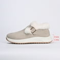 thumbnail image 5 of Winter Sneakers for Women Waterproof Leather Warm Plush Slip on Buckle Strap Walking Shoes Antislip Cold Weather Athletic Shoes Grey Size 8.5, 5 of 8
