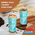 thumbnail image 4 of Stainless Steel Coffee Cup 7.7×2.6×3.5in Tapered Design Nylon Woven Wrist Strap Portable Durable Cup Bottom With Non-Slip Sticker Turquoise Moroccan Trellis Hand-Drawn Sketch_4, 4 of 8