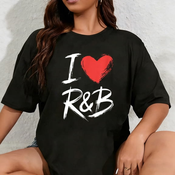100% Cotton I Love R&b - Love Heart R&b Music Costume Birthday T-Shirt