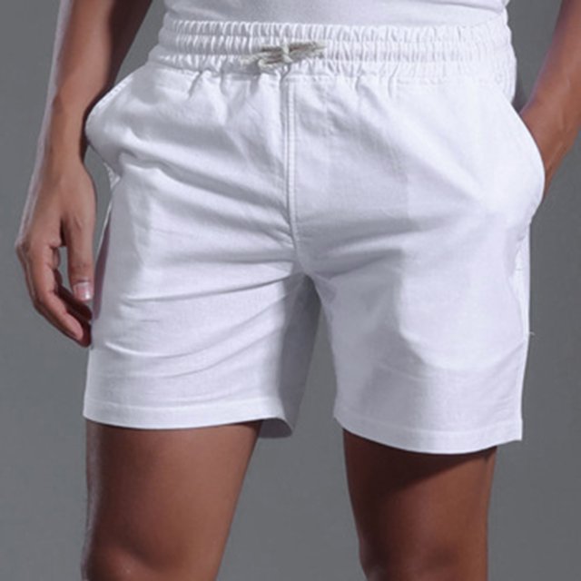 toraway Male Solid Color Linen Shorts Pocket Design Pants Versatile Trendy Spring And Summer Pants XL