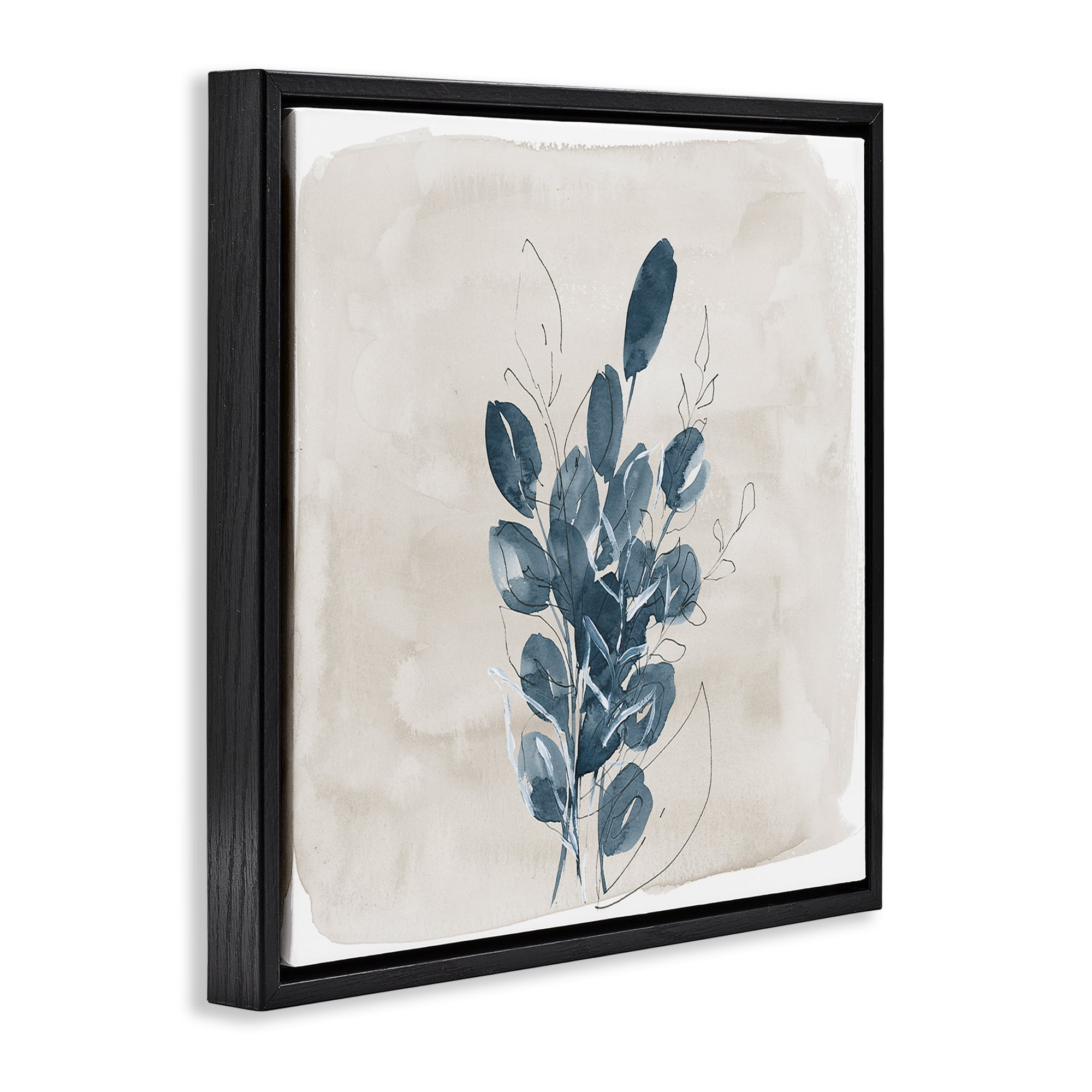 Stupell Industries Leaves In Summer Plants & Flowers Painting Black Floater Framed Canvas Art Print Wall Art, 18 x 18